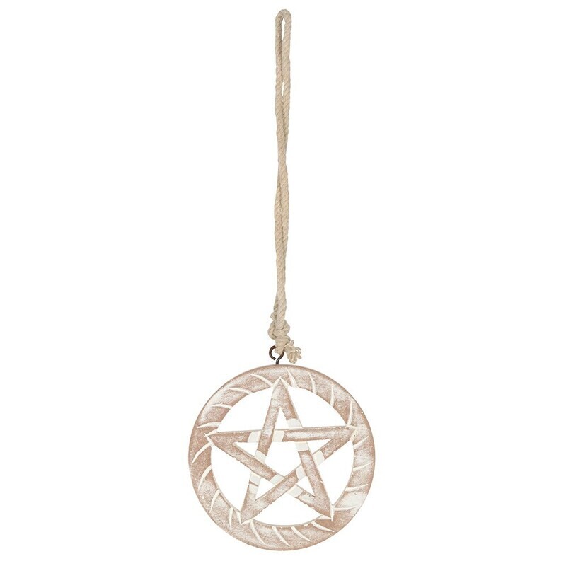 ​​White Wooden Hanging Pentagram​