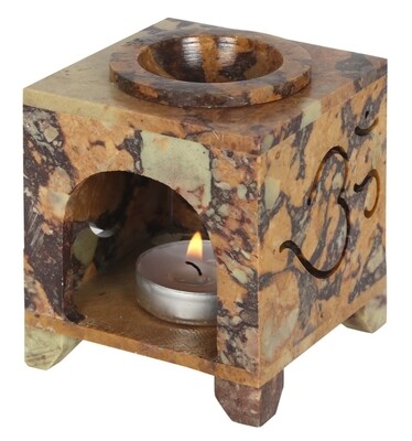 Carved Om Symbol Soapstone Oil Burner