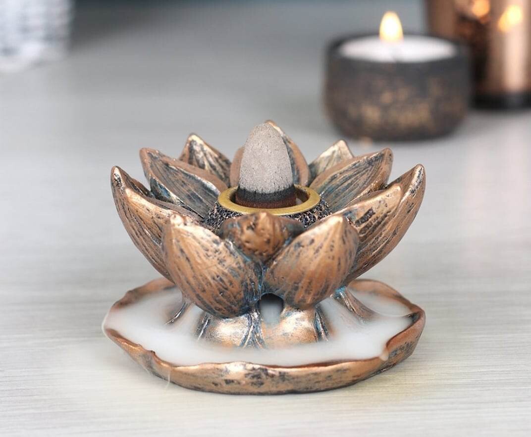 Bronze Lotus Backflow Incense Burner