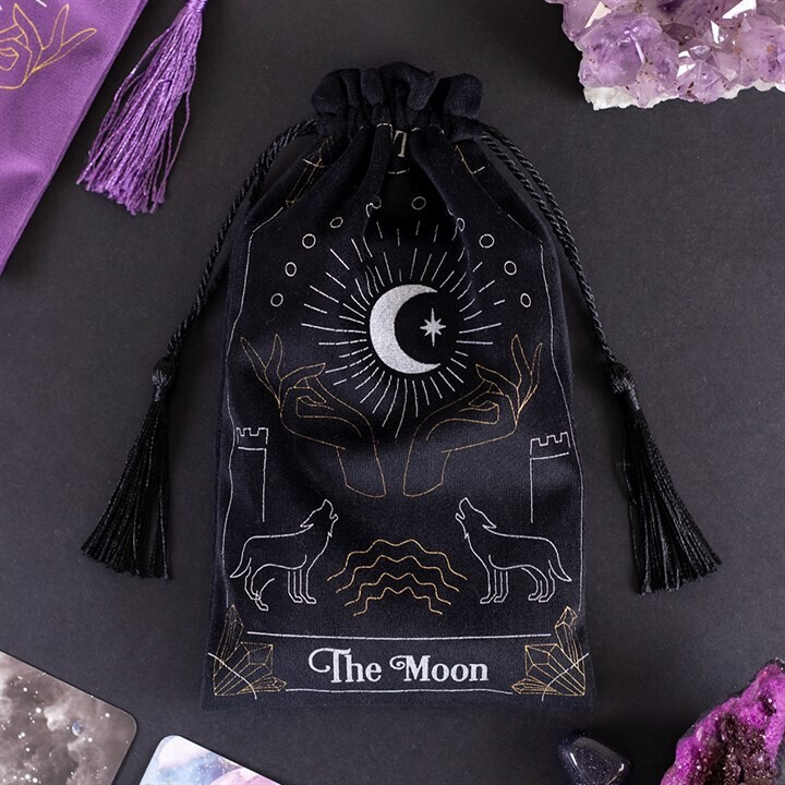 Crescent Moon Tarot Card Drawstring Pouch