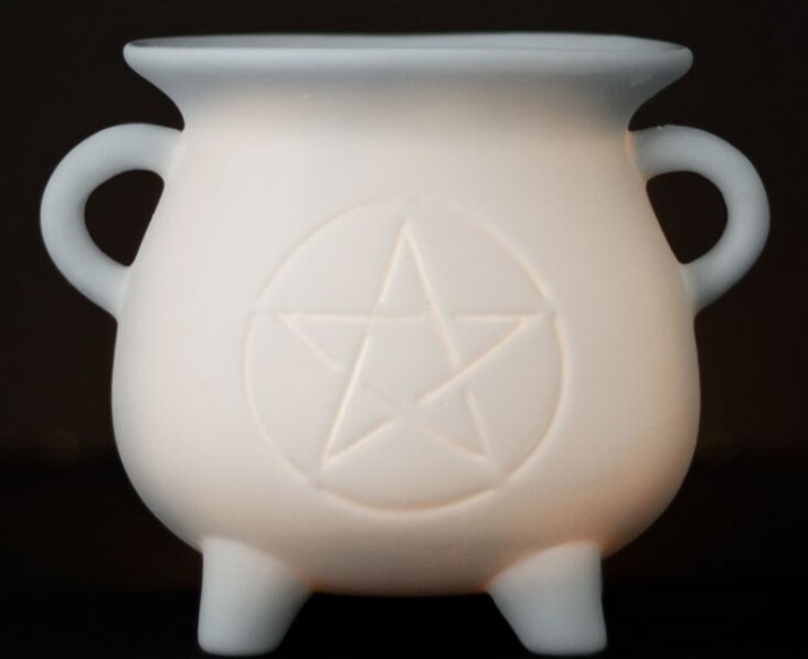 White Pentagram Cauldron Oil Burner