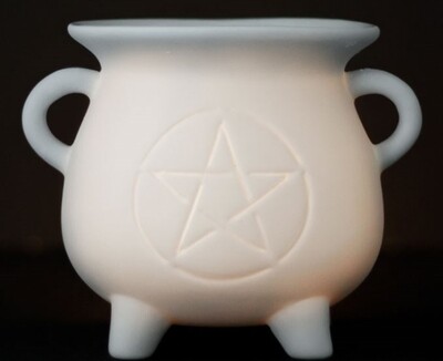 White Pentagram Cauldron Oil Burner