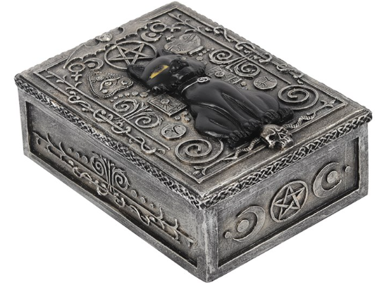 Gothic Black Cat Resin Storage Box