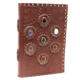 Leather Stitched Chakra Stone Journal