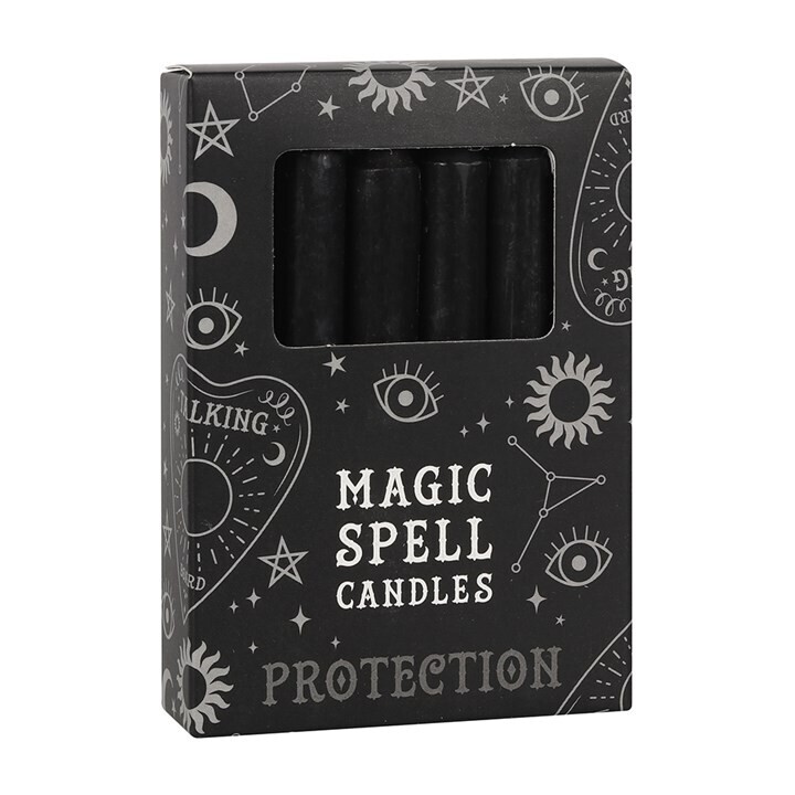 Pack of 12 Black &#39;Protection&#39; Spell Candles