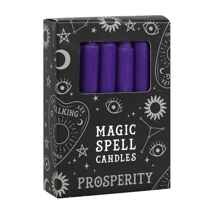Pack of 12 Purple &#39;Prosperity&#39; Spell Candles