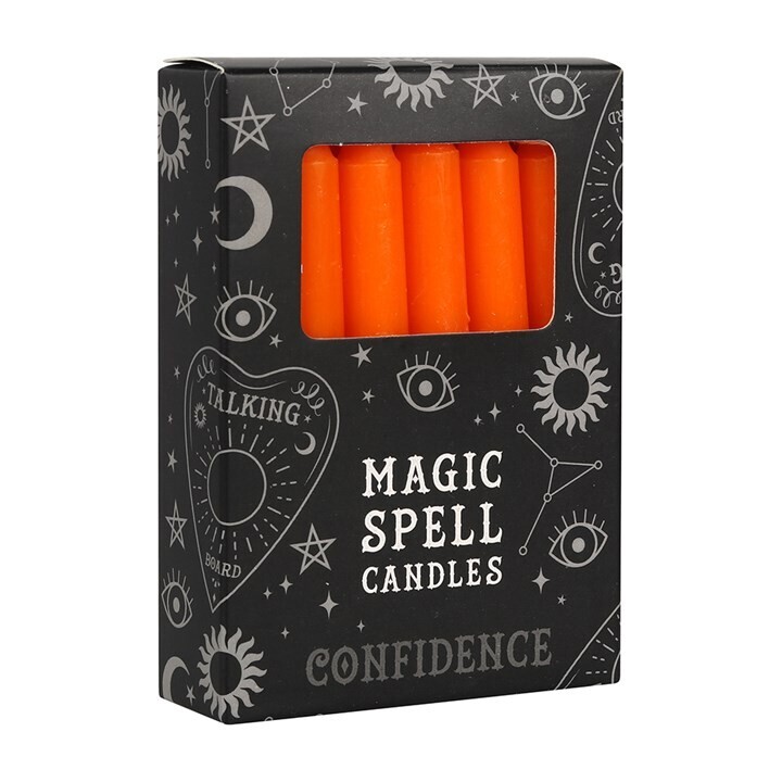 Pack of 12 Orange &#39;Confidence&#39; Spell Candles