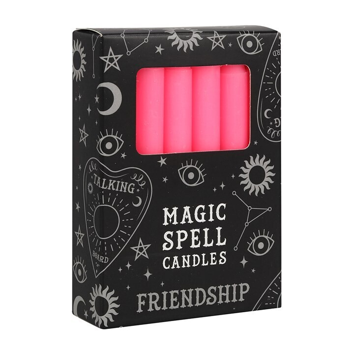 Pack of 12 Pink &#39;Friendship&#39; Spell Candles
