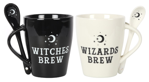 Witch and Wizard Couples Mug and Spoon Set