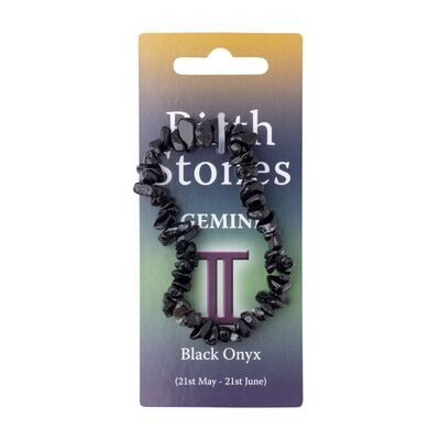Gemini, Black Onyx Birthstone Chip Bracelet