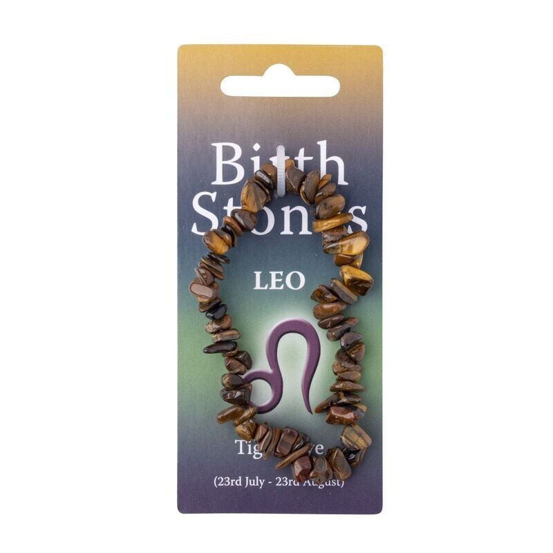 Leo, Tiger Eye Birthstone Chip Bracelet