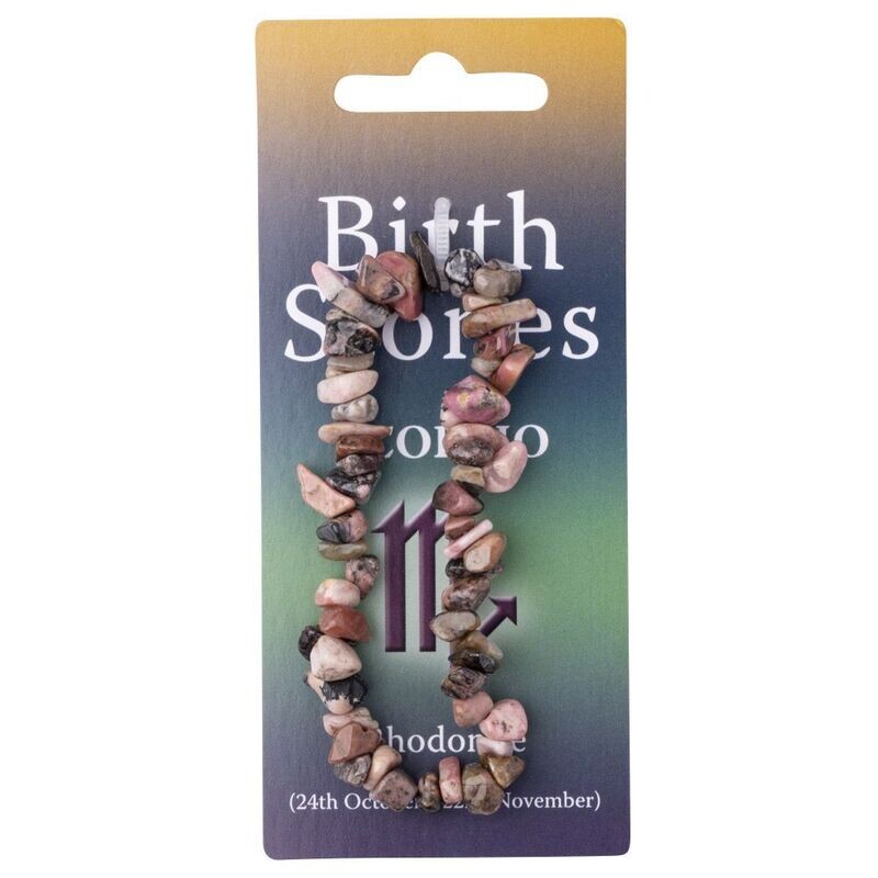 Scorpio, Rhodonite Birthstone Chip Bracelet