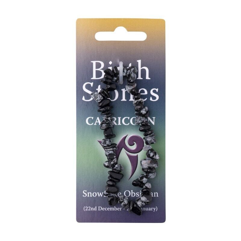 Capricorn, Snowflake Obsidian Birthstone Chip Bracelet