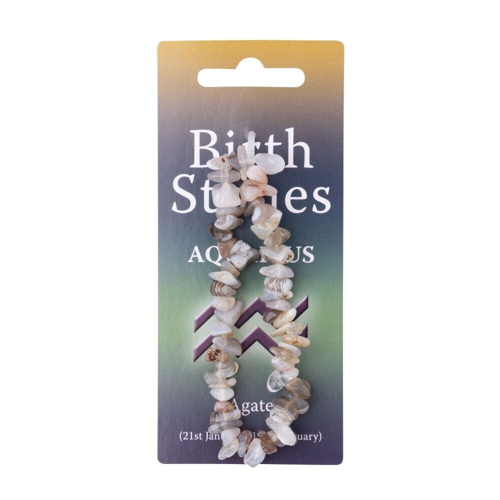 Aquarius, Agate Birthstone Chip Bracelet