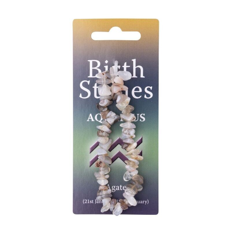 Aquarius, Agate Birthstone Chip Bracelet
