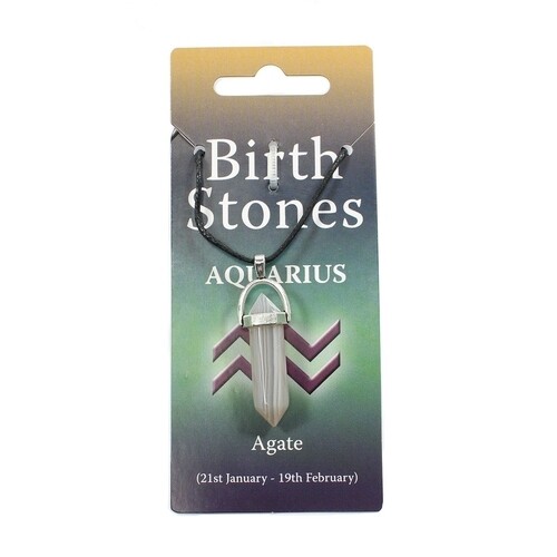 Aquarius, Agate Birthstone Pendant