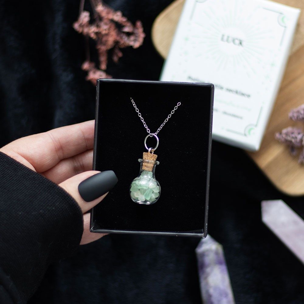 Luck Green Aventurine Crystal Chip Potion Bottle