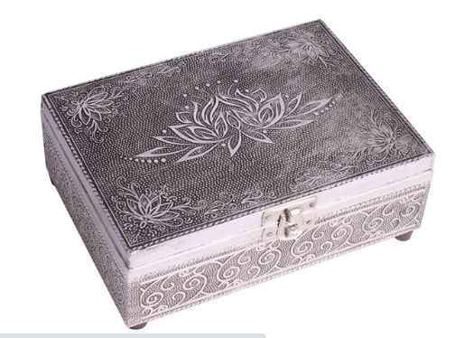 Lotus Flower Wooden Embossed Storage Box