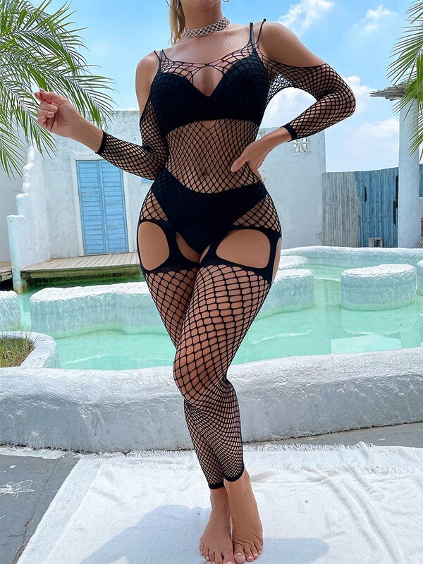 Sexy Full Sleeve Mesh Body Stocking
