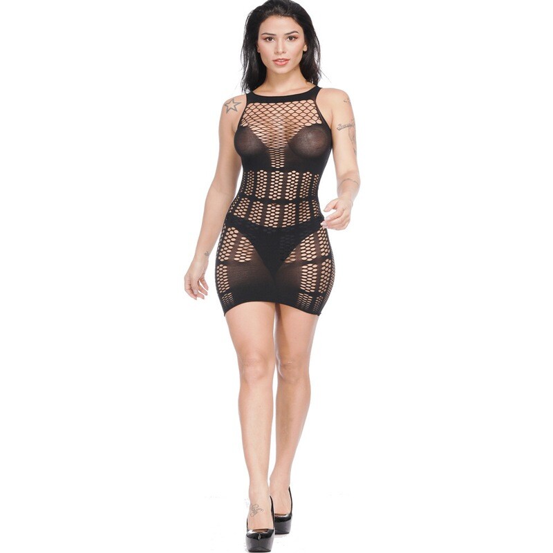 Hot See Through Fishnet Short Dress Lingerie