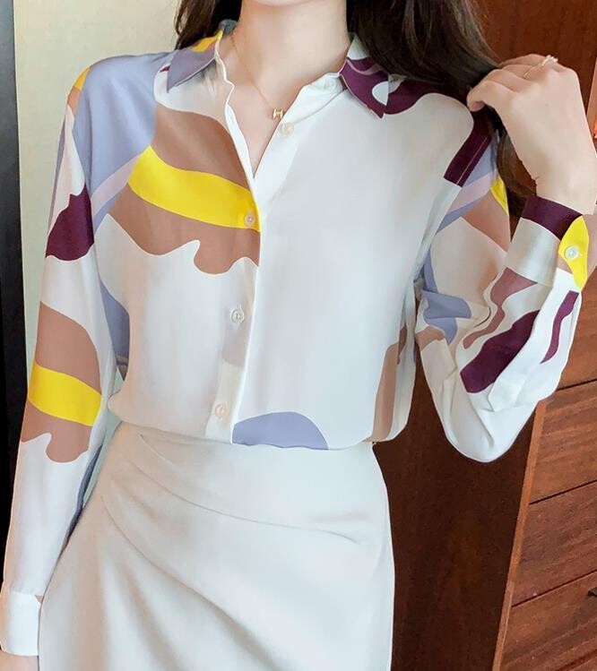 Elegant Women Shirt Fashion Print, Size: S