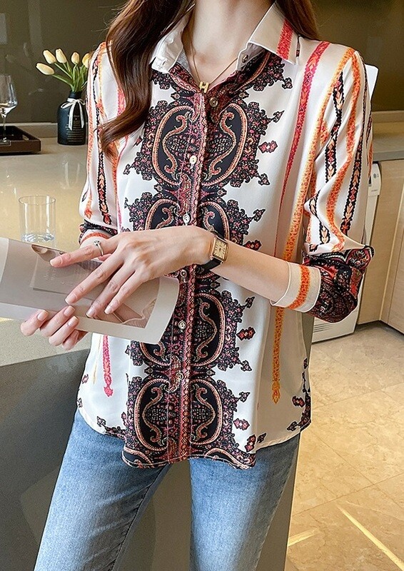 Women Shirt Stylish Fashion Totem Printed Blouses