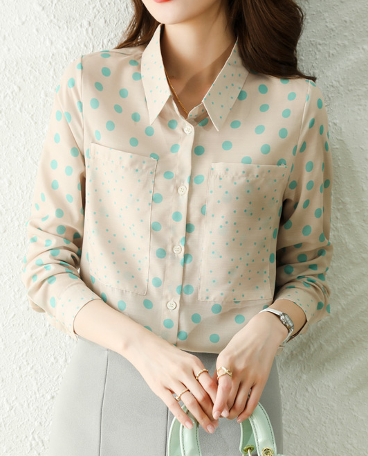 Woman Fashionable Shirts Green Dot
