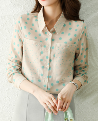 Woman Fashionable Shirts Green Dot