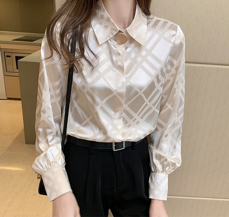 Elegant Design Women Satin Shirt Ladies