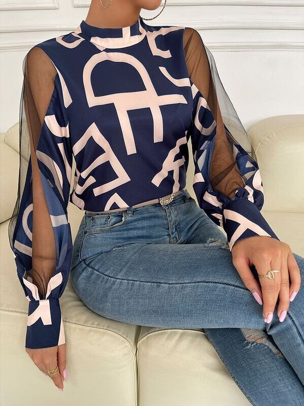 Stunning Women Blouse Transparent Sleeve
