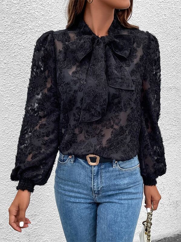 Fashionable Women Blouse with Bow Tie, Size: S - M