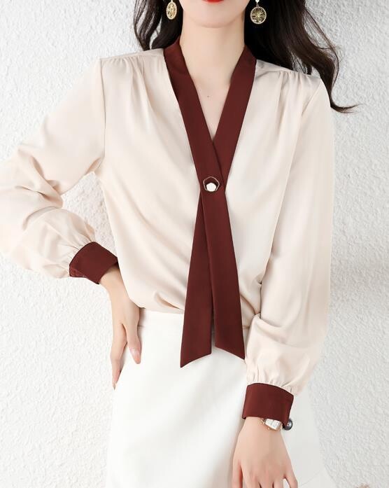 Elegant V Neck Women Blouse Amazing Colors, Size: S - M