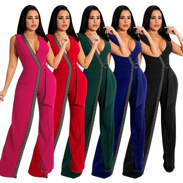 Fashion Stylish Slim V-Neck Jumpsuit