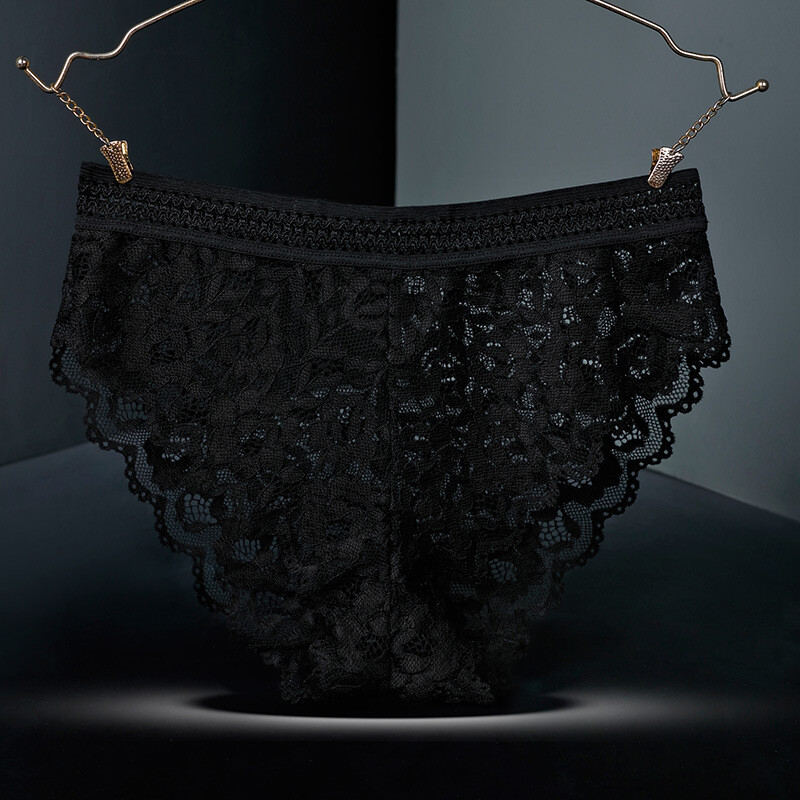 Laced Women Panties, Size: Free Size, Color: Black