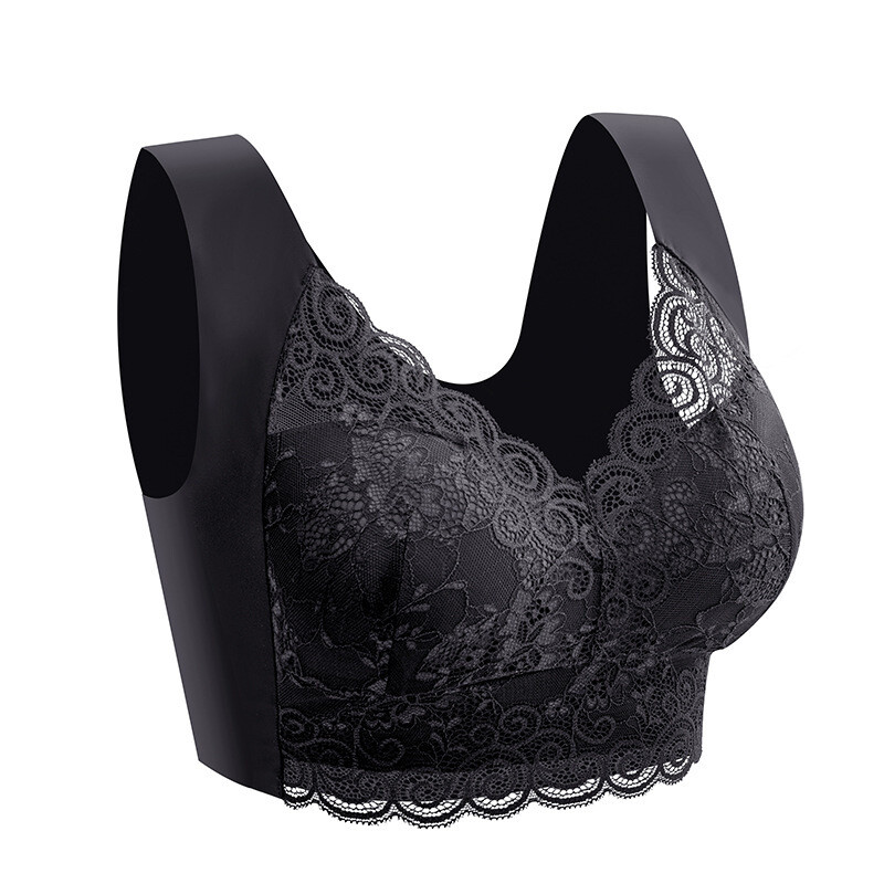 Seamless Push Up Wireless Bra for Women, Size: M, Color: Black