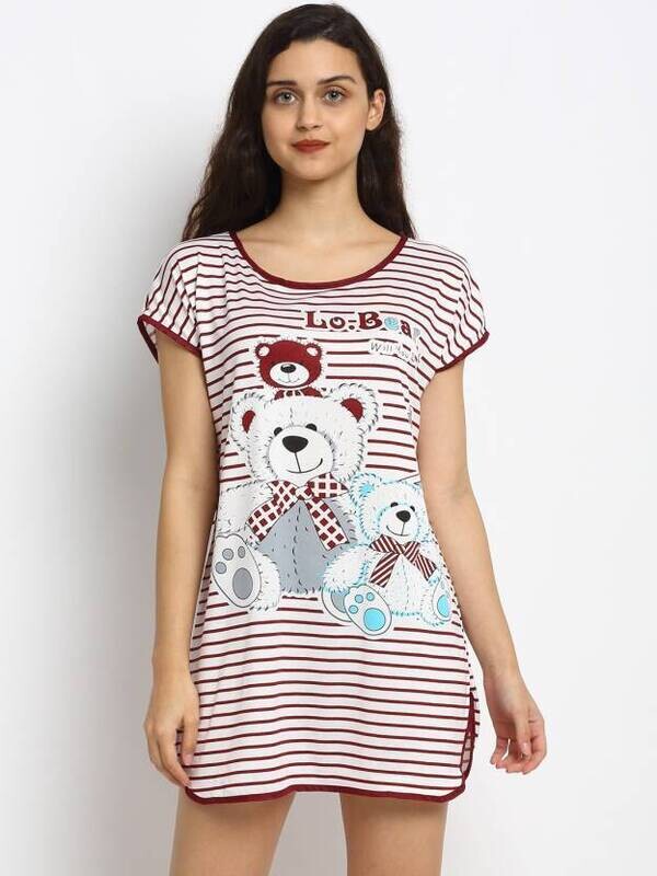 Red Stripes Women Dress Pajama
