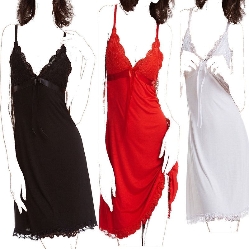 Deep V Neck Bow Female Nightgowns