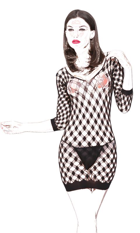 Erotic 3/4 sleave Fishnet Bodycon Dress