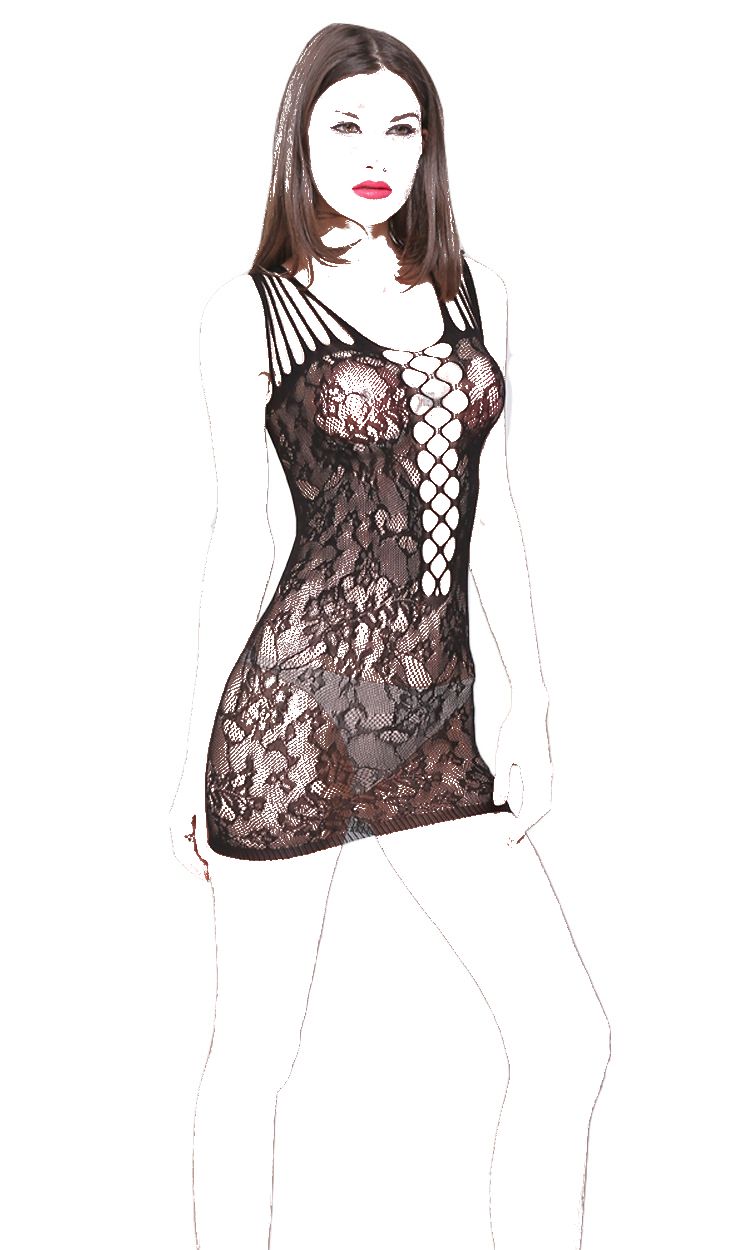 Fishnet Design Chemise Bodycon Short Dress