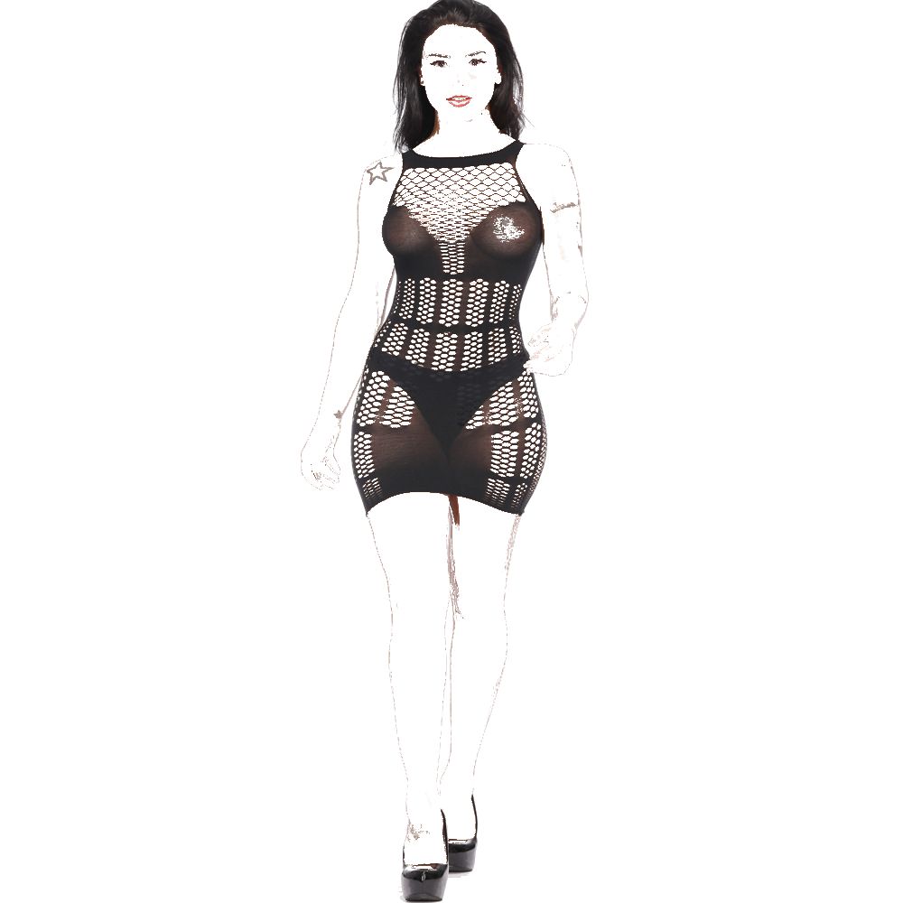 Hot See Through Fishnet Short Dress Lingerie