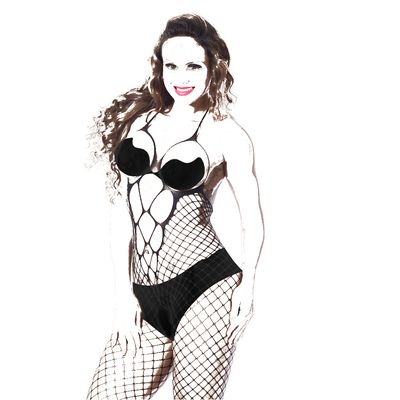 قميص نوم مثير شبكي بفتحات