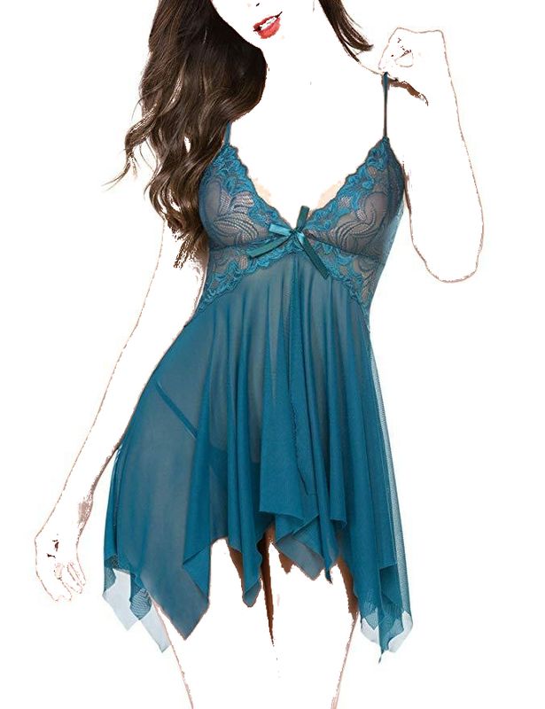 Lingerie Babydoll Lace Silks Set Straps Chemise