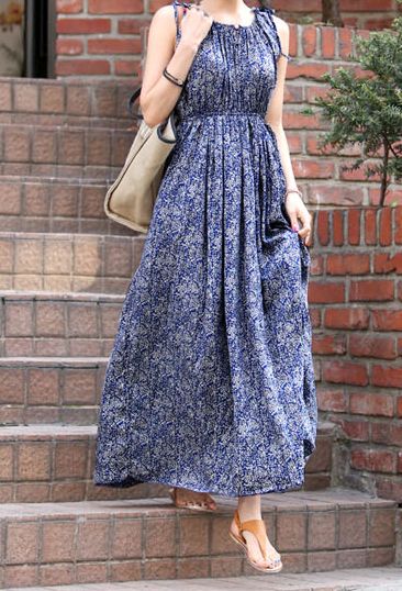 Women Sleeveless Floral Daily Casual Bohemian Maxi Dress
