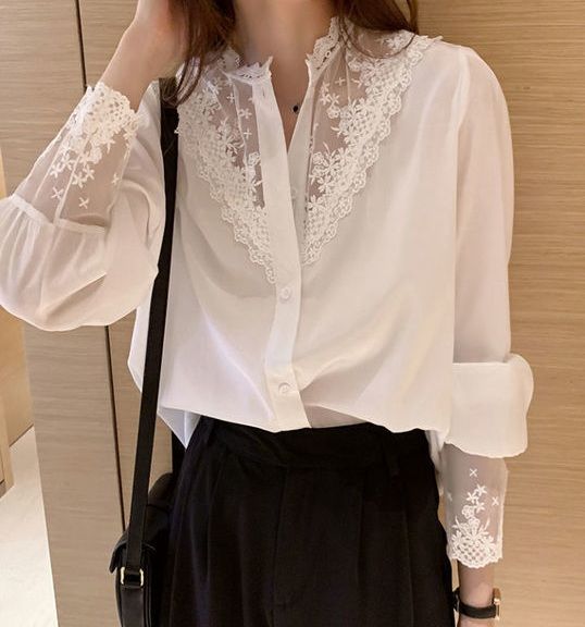 Elegant Laced Women White Shirt