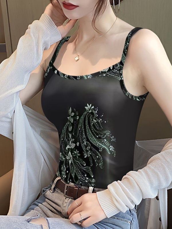 Black Floral Cami women Top