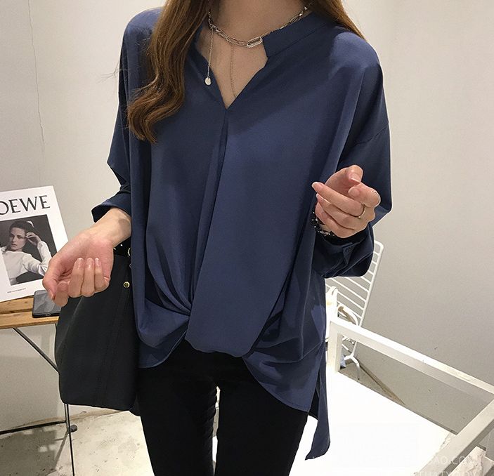 V Neck Knot Design Women Blouse