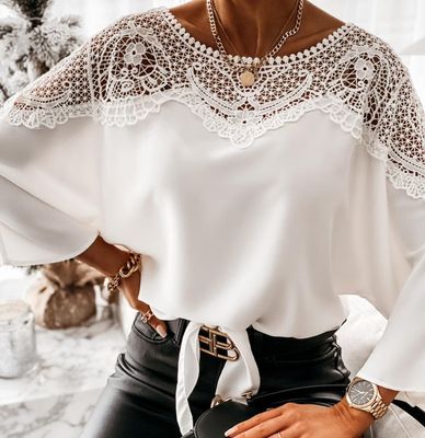 Stylish Elegant Laced Shoulders Women Blouse