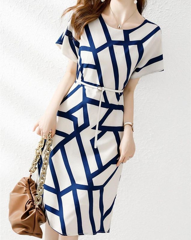 Women Fashion Midi Striped Dress