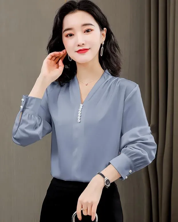 Women Elegant Blue Blouse