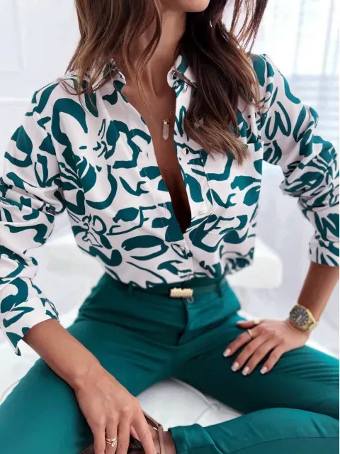 Women Shirt Stylish Green Prints